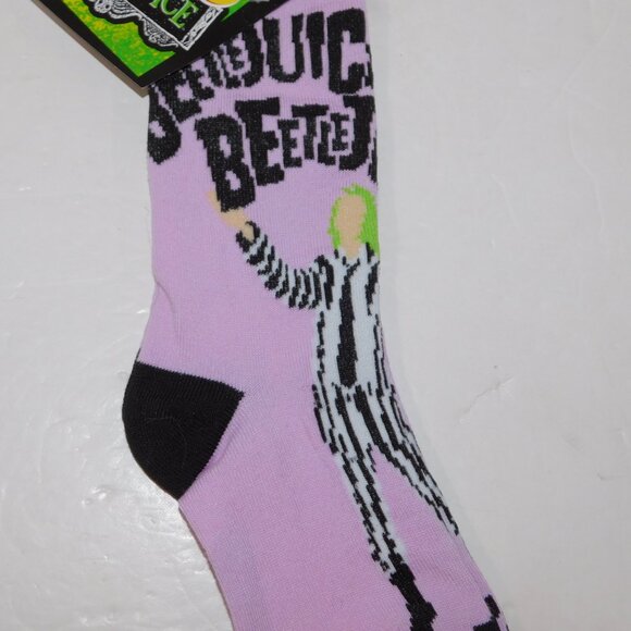 Pair of Beetlejice Purple Black Mens 9 - 11 Crew Sock NEW - Picture 4 of 5